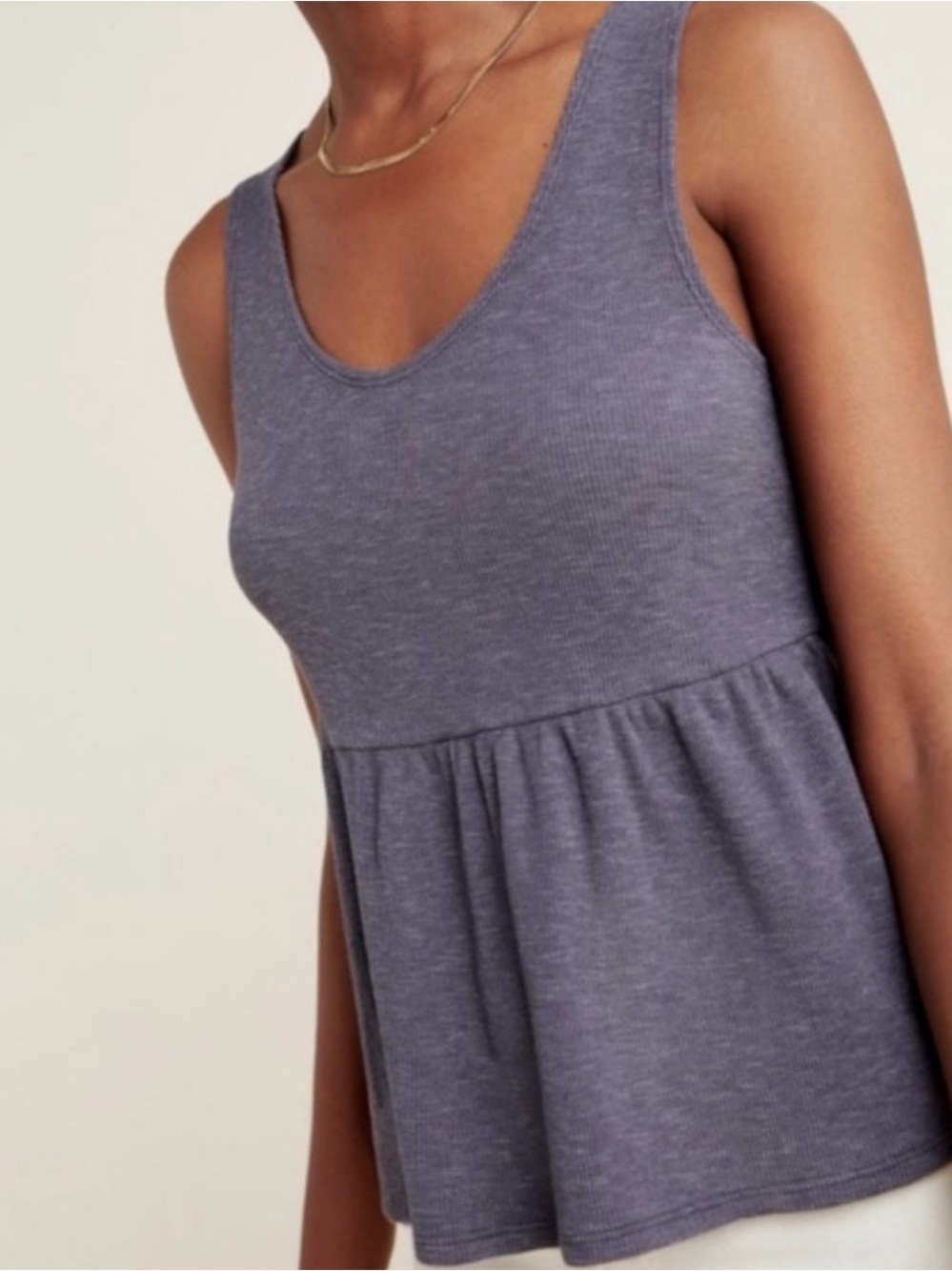 T.La Heather Slate Peplum Ribbed Tank Top